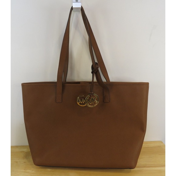 Michael Kors Jet Set  Large Tote Travel Bag Leather Straps Pockets Camel Brown - Picture 1 of 13